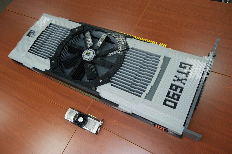 Illustration for article titled Massive Lego model of Nvidia GeForce GTX 690 graphics card
